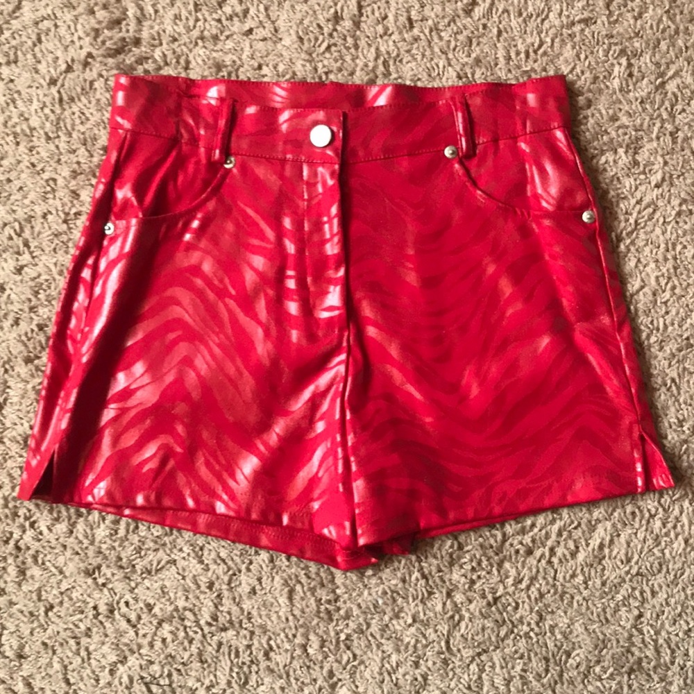 YS Fashion Zebra Print Red Shorts